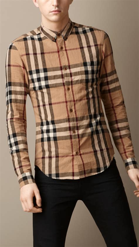 burberry mens linen shirt|Burberry checkered shirt.